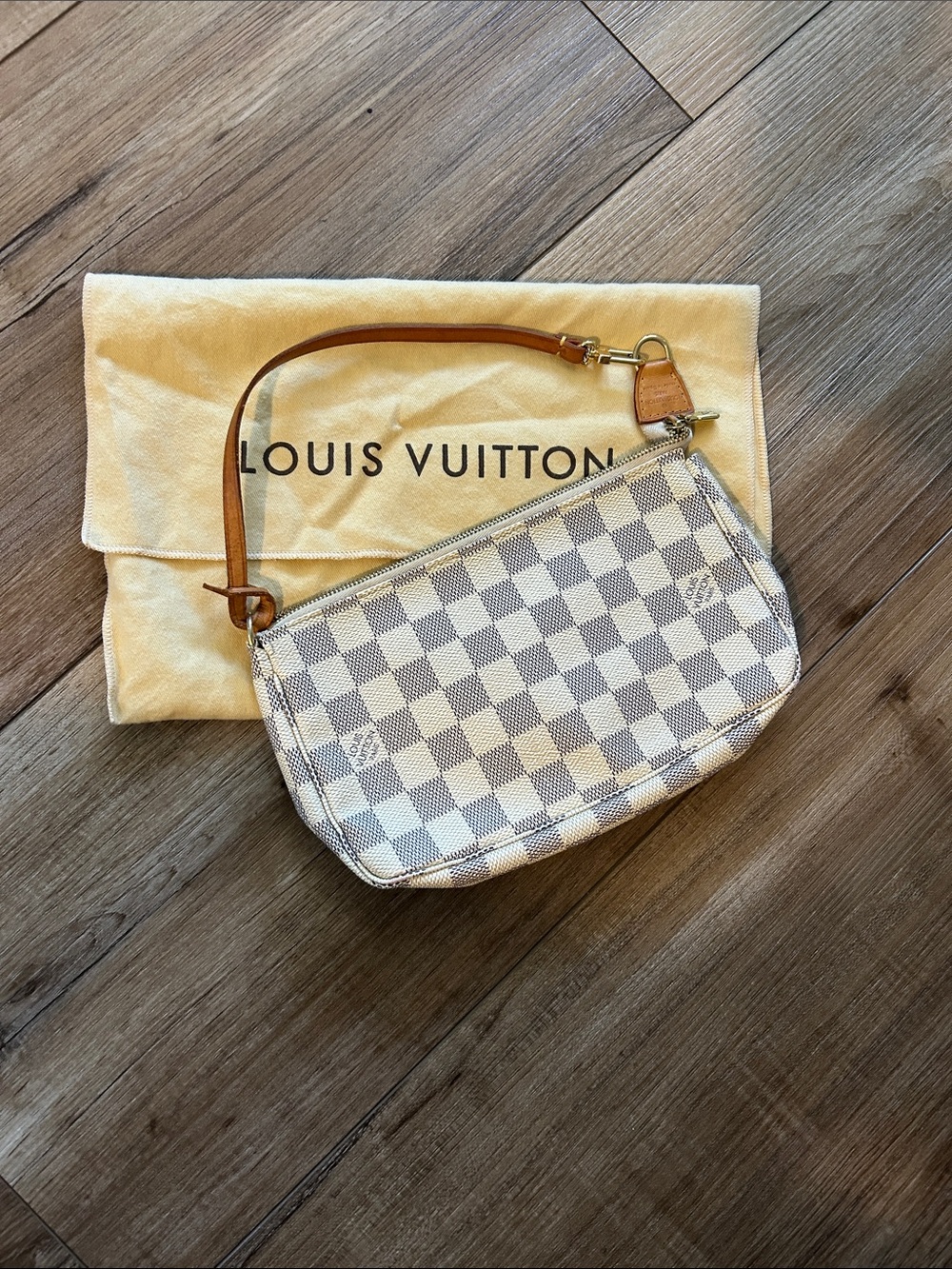 Louis Vuitton Mini Pochette in Damier Azur - White/Tan